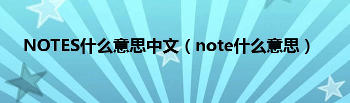 NOTES什么意思中文（note什么意思）