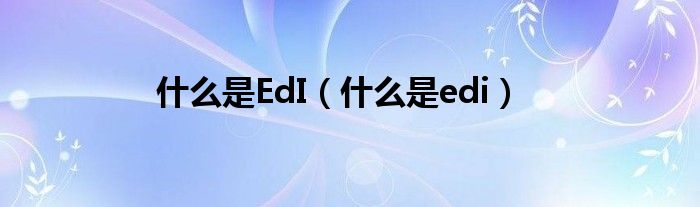 什么是EdI（什么是edi）