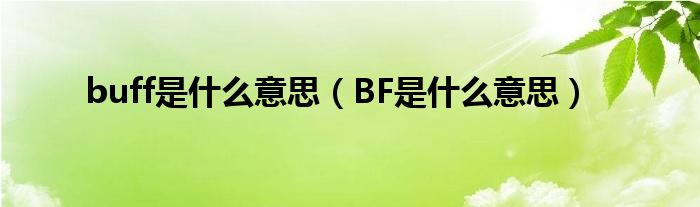 buff是什么意思（BF是什么意思）