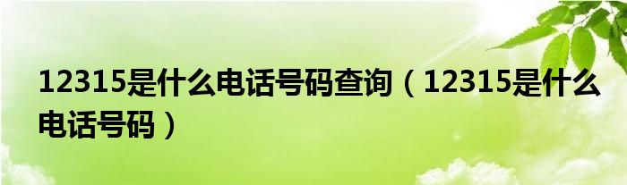 12315是什么电话号码查询（12315是什么电话号码）