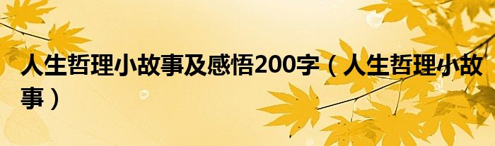 人生哲理小故事及感悟200字（人生哲理小故事）