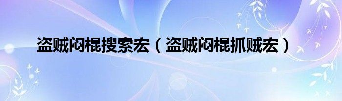 盗贼闷棍搜索宏（盗贼闷棍抓贼宏）