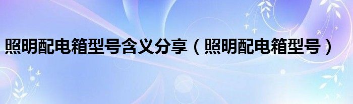 照明配电箱型号含义分享（照明配电箱型号）