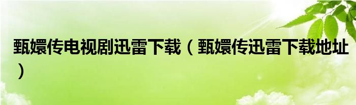 甄嬛传电视剧迅雷下载（甄嬛传迅雷下载地址）