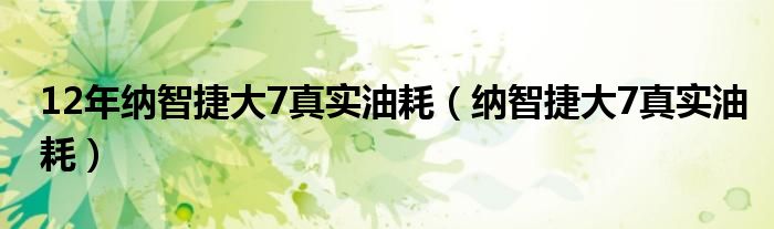 12年纳智捷大7真实油耗（纳智捷大7真实油耗）