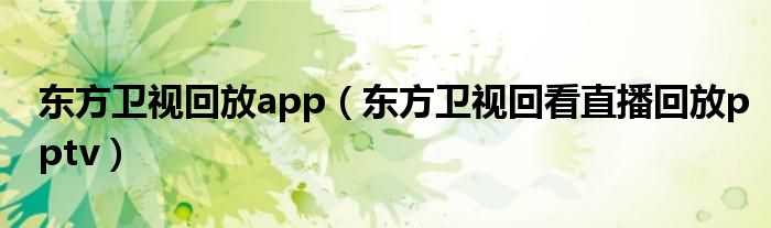 东方卫视回放app（东方卫视回看直播回放pptv）