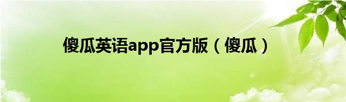 傻瓜英语app官方版（傻瓜）