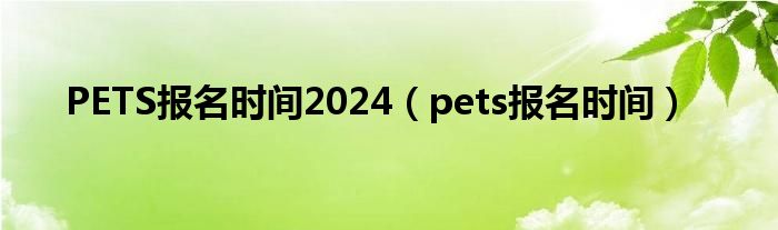 PETS报名时间2024（pets报名时间）