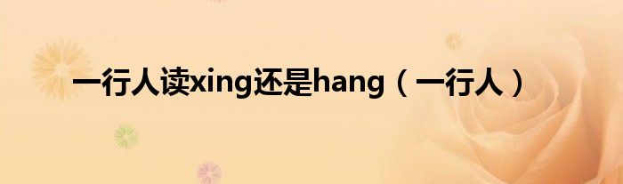 一行人读xing还是hang（一行人）