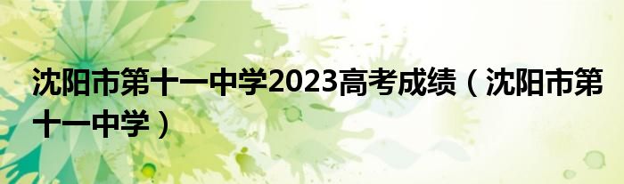 沈阳市第十一中学2023高考成绩（沈阳市第十一中学）