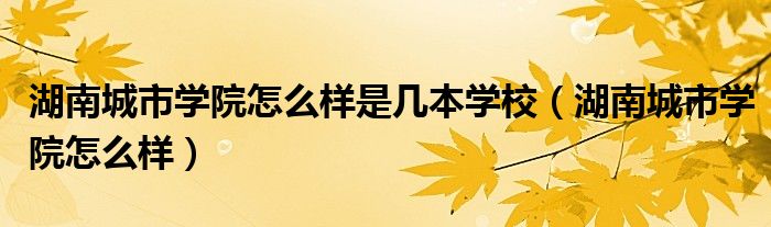 湖南城市学院怎么样是几本学校（湖南城市学院怎么样）