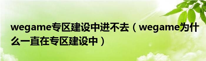 wegame专区建设中进不去（wegame为什么一直在专区建设中）