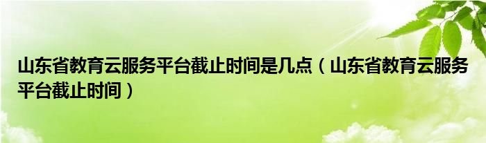 山东省教育云服务平台截止时间是几点（山东省教育云服务平台截止时间）