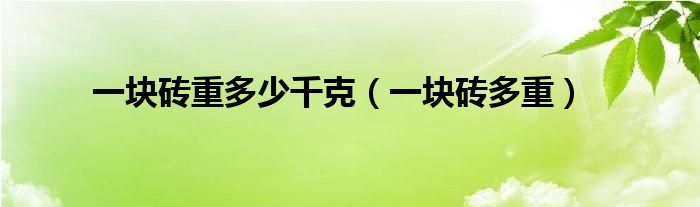 一块砖重多少千克（一块砖多重）