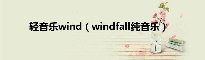 轻音乐wind（windfall纯音乐）