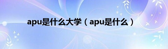 apu是什么大学（apu是什么）