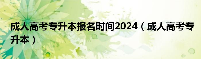 成人高考专升本报名时间2024（成人高考专升本）