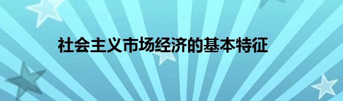 社会主义市场经济的基本特征