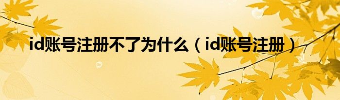 id账号注册不了为什么（id账号注册）