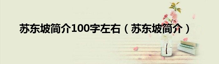 苏东坡简介100字左右（苏东坡简介）