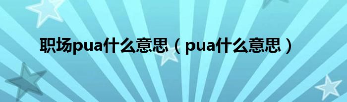 职场pua什么意思（pua什么意思）