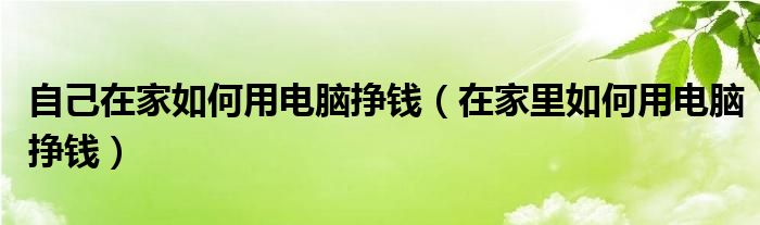 自己在家如何用电脑挣钱（在家里如何用电脑挣钱）