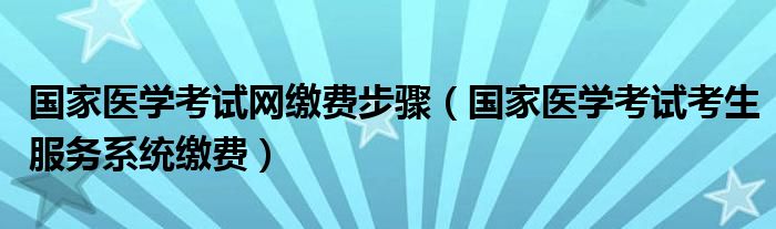 国家医学考试网缴费步骤（国家医学考试考生服务系统缴费）