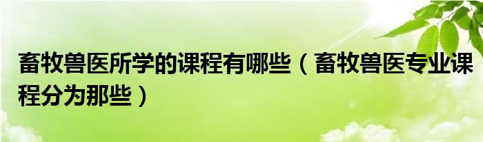 畜牧兽医所学的课程有哪些（畜牧兽医专业课程分为那些）