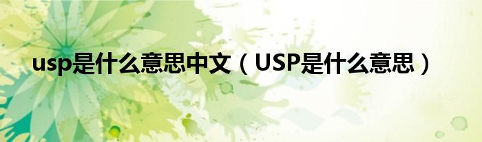 usp是什么意思中文（USP是什么意思）