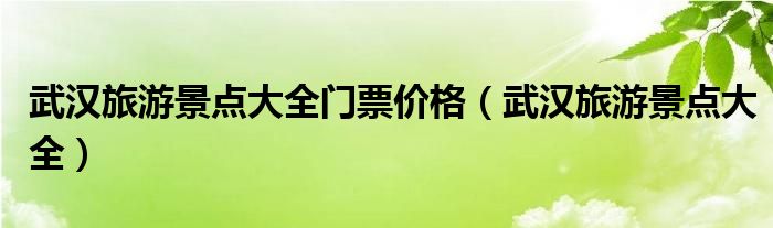 武汉旅游景点大全门票价格（武汉旅游景点大全）