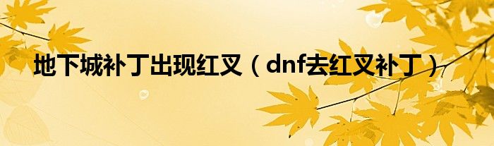 地下城补丁出现红叉（dnf去红叉补丁）