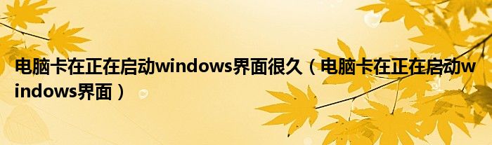 电脑卡在正在启动windows界面很久（电脑卡在正在启动windows界面）