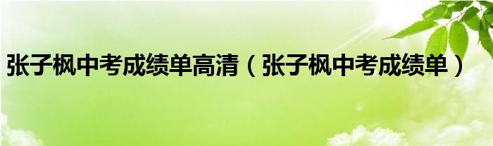 张子枫中考成绩单高清（张子枫中考成绩单）