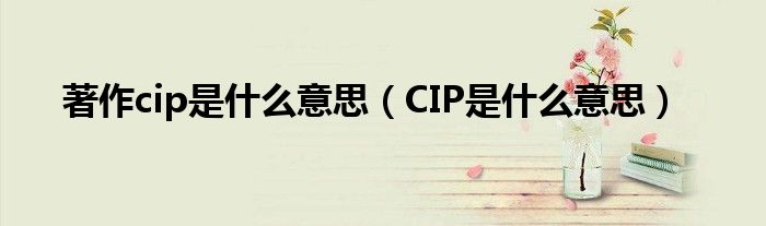 著作cip是什么意思（CIP是什么意思）