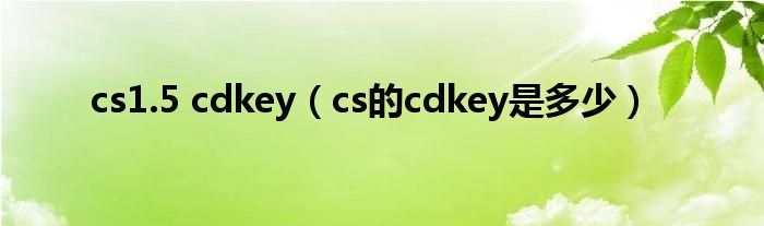 cs1.5 cdkey（cs的cdkey是多少）