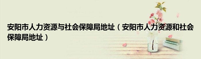 安阳市人力资源与社会保障局地址（安阳市人力资源和社会保障局地址）