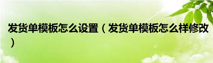 发货单模板怎么设置（发货单模板怎么样修改）