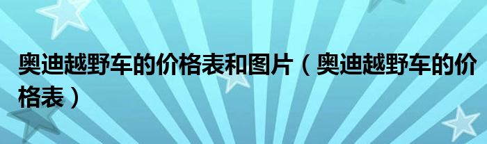 奥迪越野车的价格表和图片（奥迪越野车的价格表）