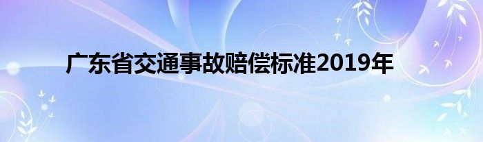 广东省交通事故赔偿标准2019年