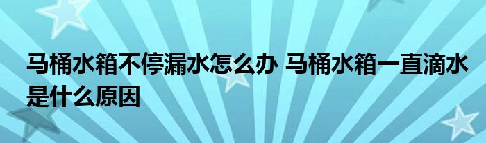 马桶水箱不停漏水怎么办 马桶水箱一直滴水是什么原因