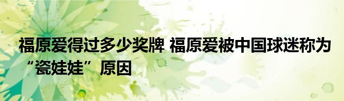 福原爱得过多少奖牌 福原爱被中国球迷称为“瓷娃娃”原因