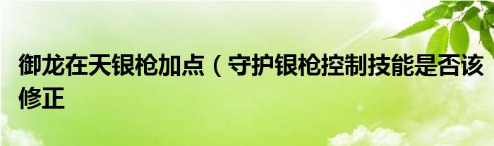 御龙在天银枪加点（守护银枪控制技能是否该修正