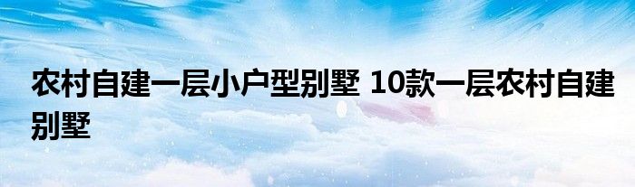 农村自建一层小户型别墅 10款一层农村自建别墅