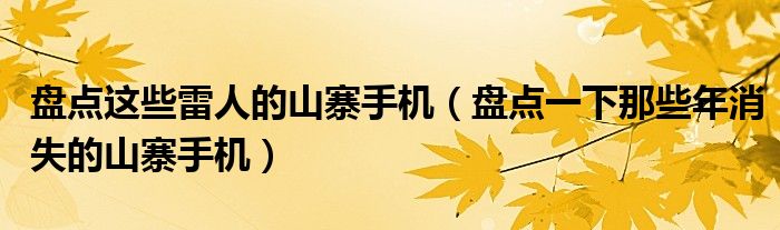 盘点这些雷人的山寨手机（盘点一下那些年消失的山寨手机）