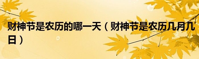 财神节是农历的哪一天（财神节是农历几月几日）