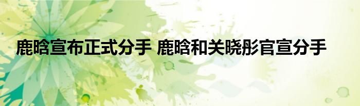 鹿晗宣布正式分手 鹿晗和关晓彤官宣分手