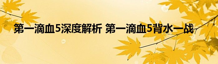 第一滴血5深度解析 第一滴血5背水一战