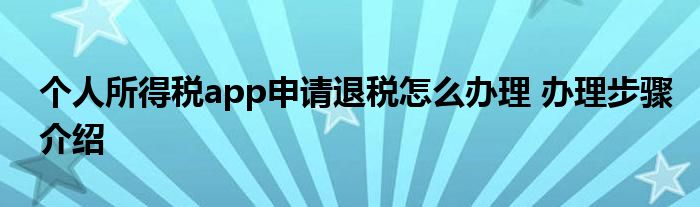 个人所得税app申请退税怎么办理 办理步骤介绍