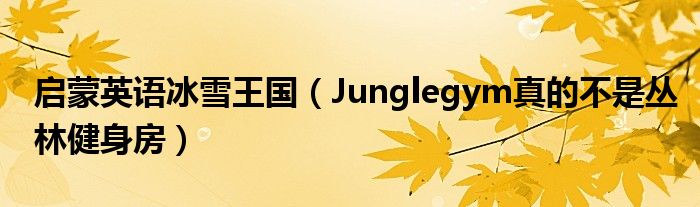 启蒙英语冰雪王国（Junglegym真的不是丛林健身房）