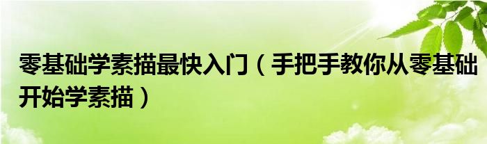 零基础学素描最快入门（手把手教你从零基础开始学素描）